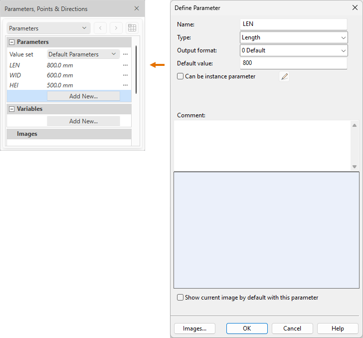 Defining a new parameter